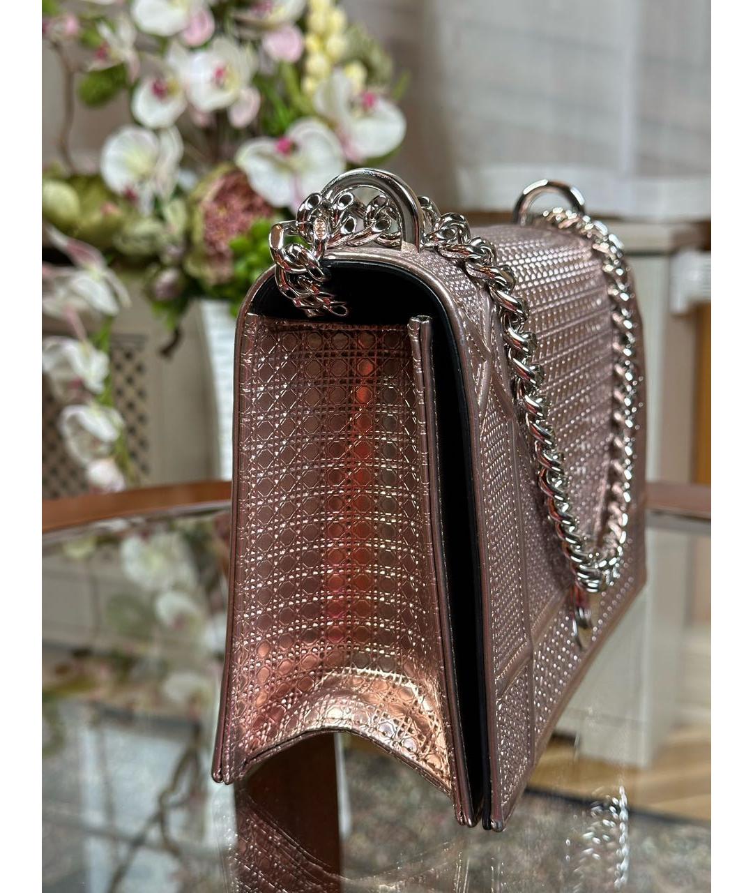 CHRISTIAN DIOR Золотая кожаная сумка через плечо, фото 3