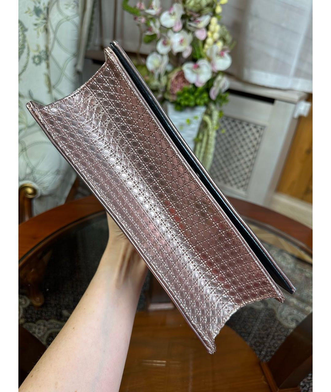 CHRISTIAN DIOR Золотая кожаная сумка через плечо, фото 5