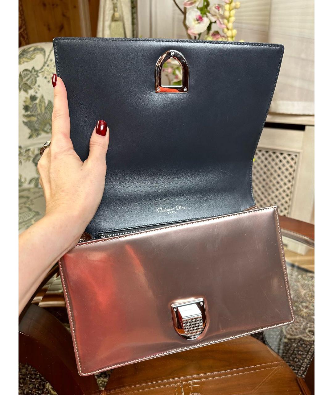 CHRISTIAN DIOR Золотая кожаная сумка через плечо, фото 6