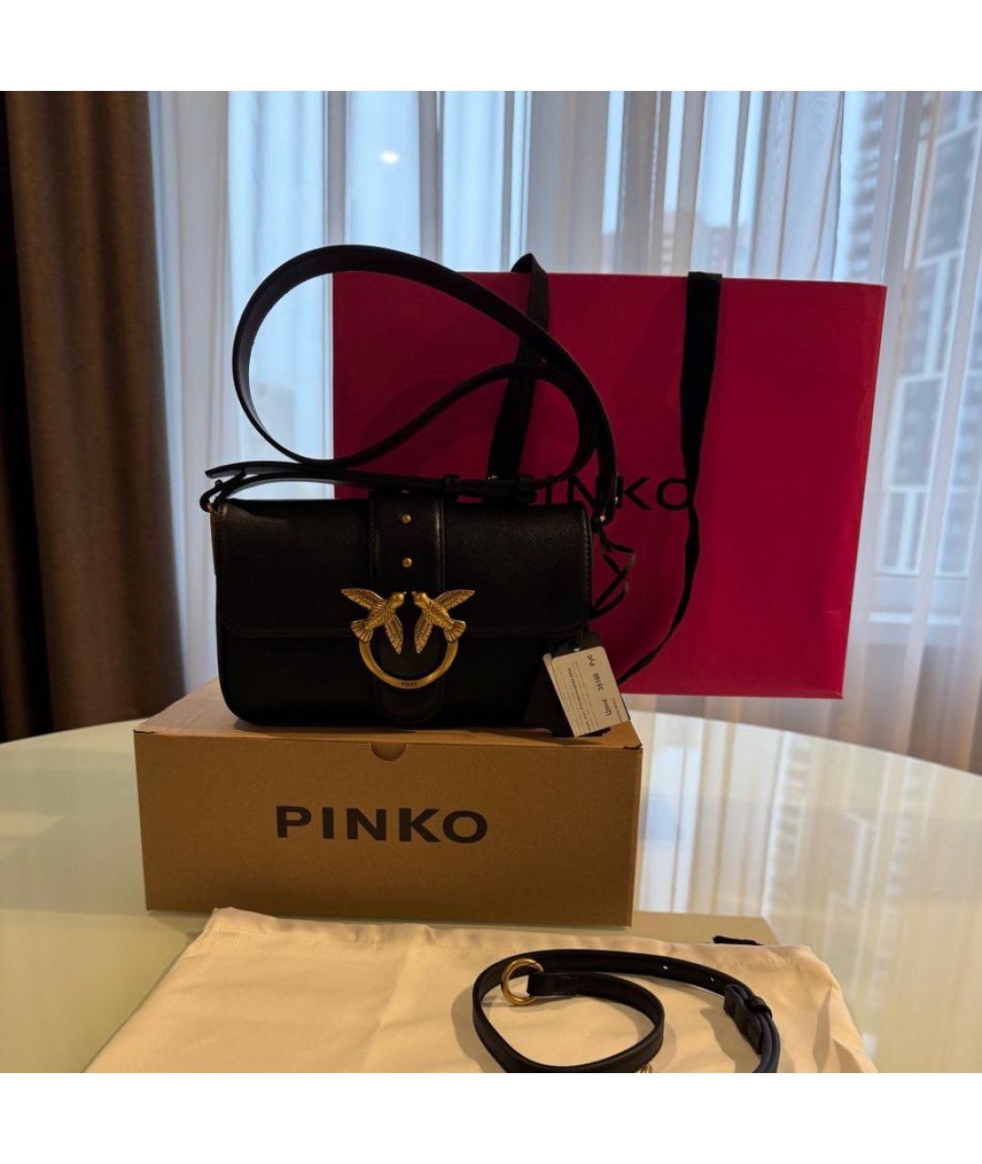 PINKO Черная кожаная сумка через плечо, фото 5