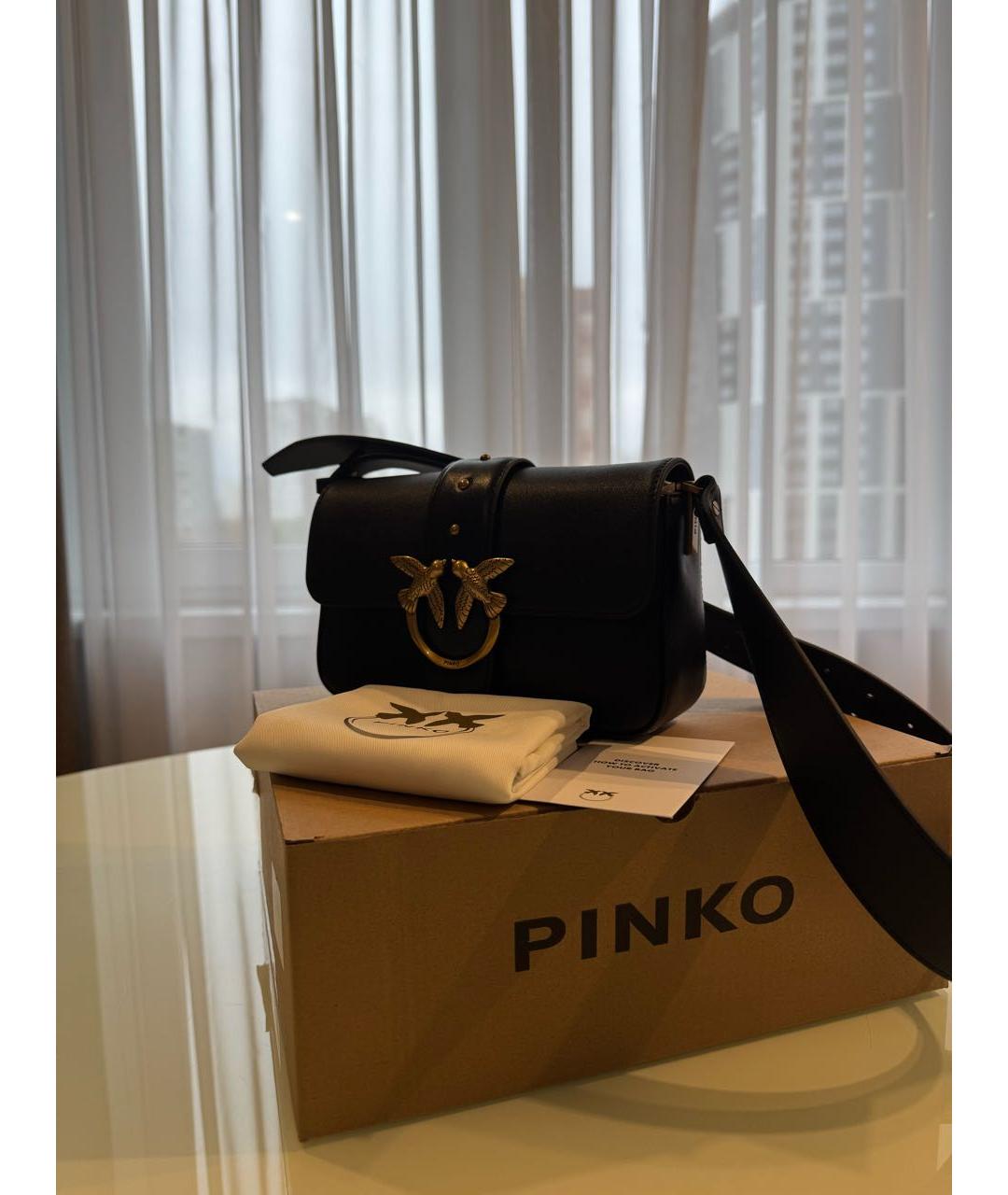 PINKO Черная кожаная сумка через плечо, фото 6