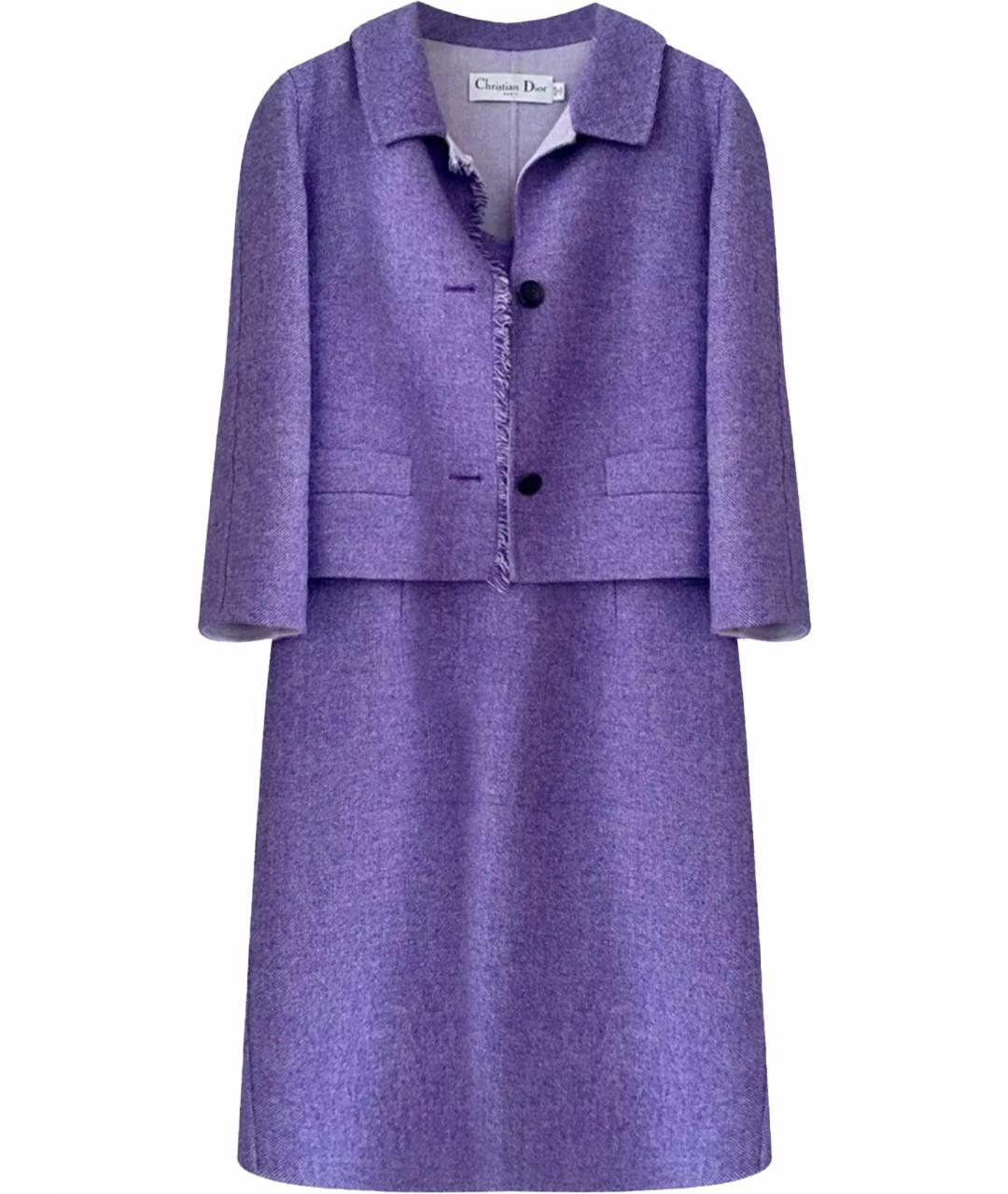 CHRISTIAN DIOR Фиолетовый шерстяной костюм с юбками, фото 1
