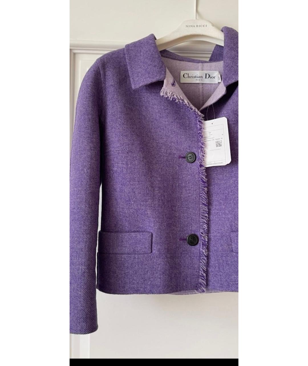 CHRISTIAN DIOR Фиолетовый шерстяной костюм с юбками, фото 3