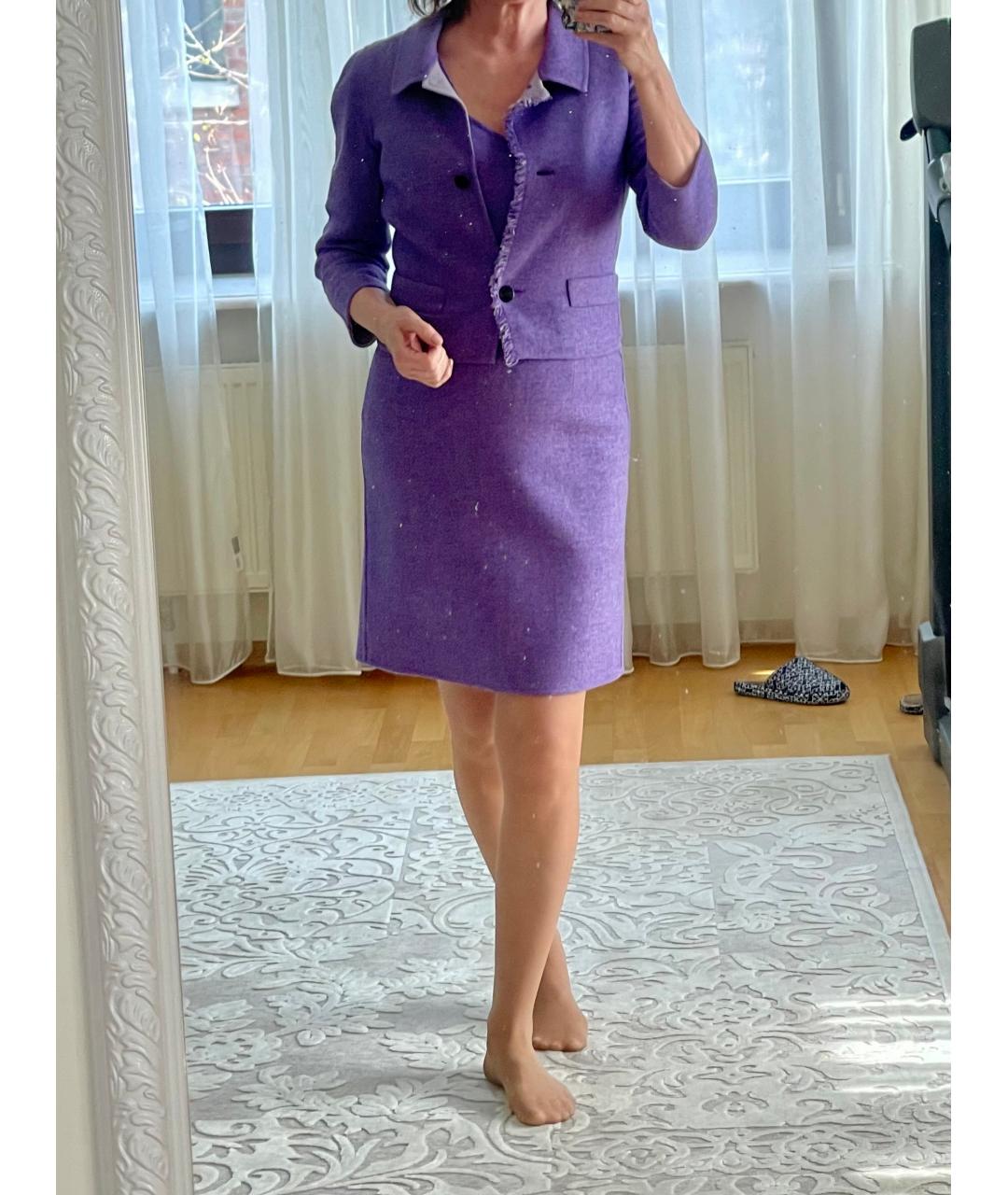 CHRISTIAN DIOR Фиолетовый шерстяной костюм с юбками, фото 2