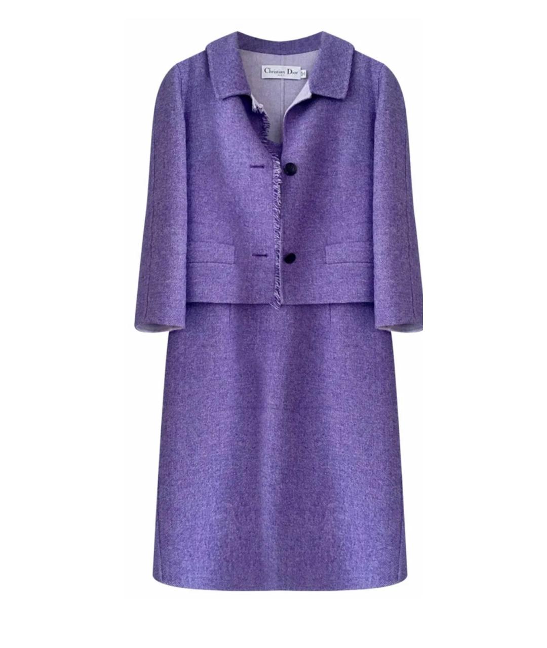 CHRISTIAN DIOR Фиолетовый шерстяной костюм с юбками, фото 4