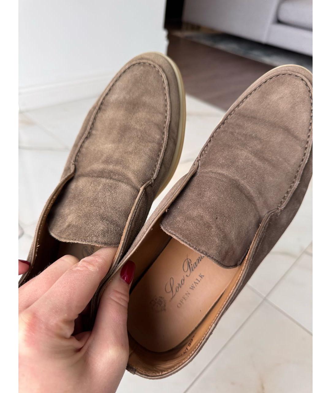 LORO PIANA Коричневые лоферы из искусственной кожи, фото 5