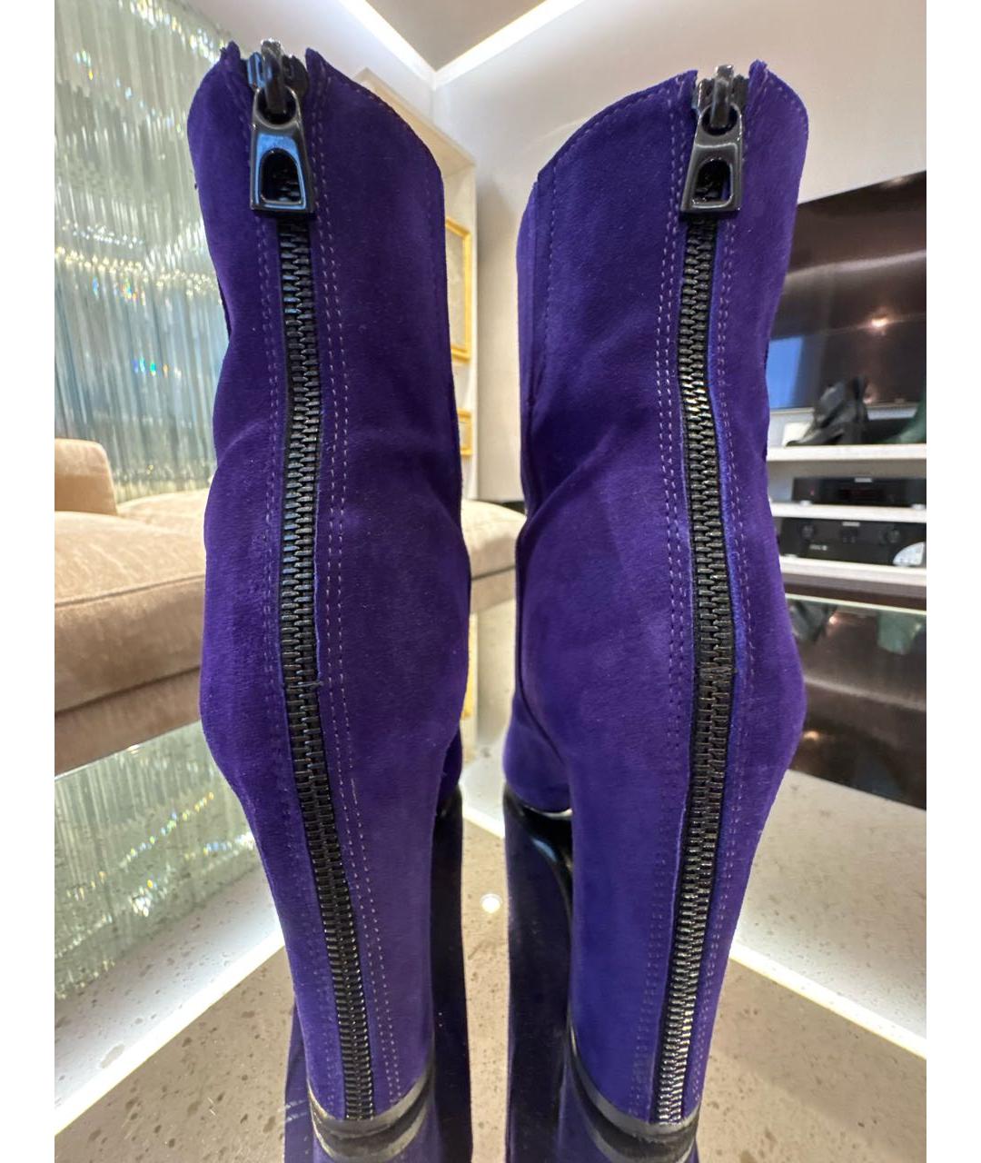 BARBARA BUI Фиолетовые замшевые полусапоги, фото 4
