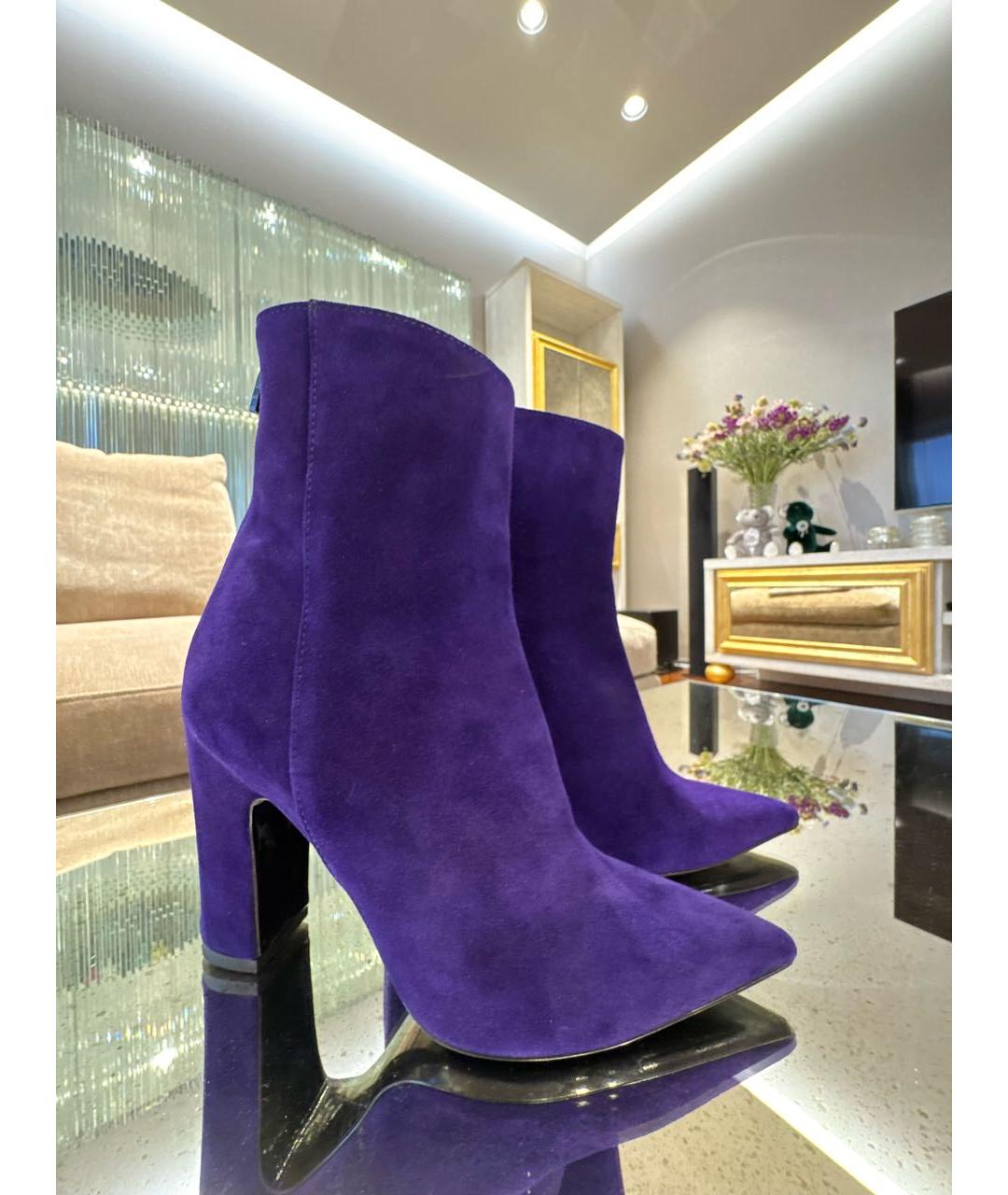 BARBARA BUI Фиолетовые замшевые полусапоги, фото 6
