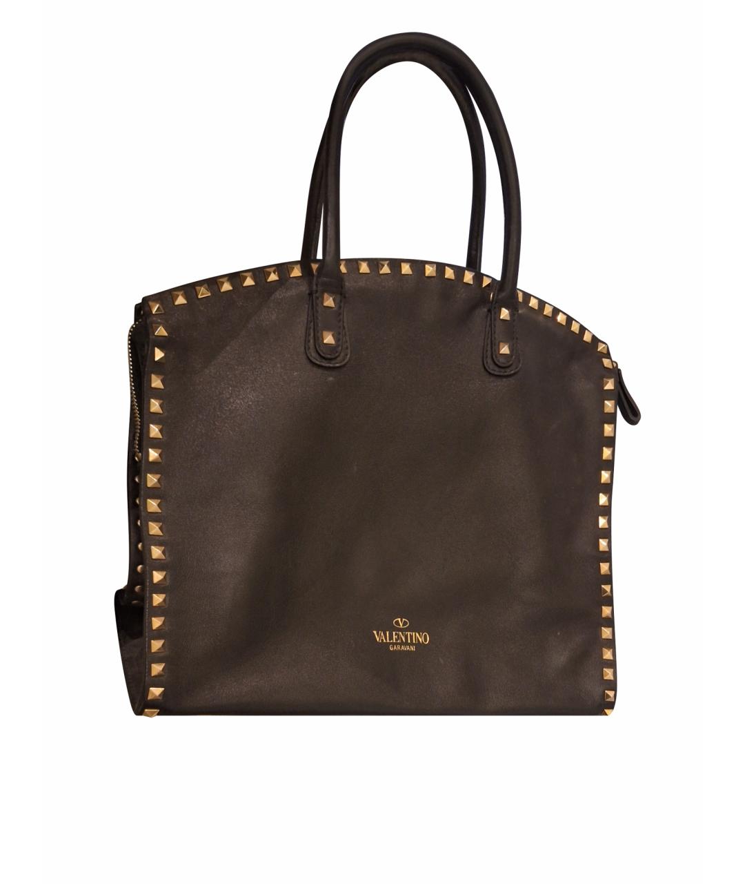 VALENTINO Черная кожаная сумка с короткими ручками, фото 1