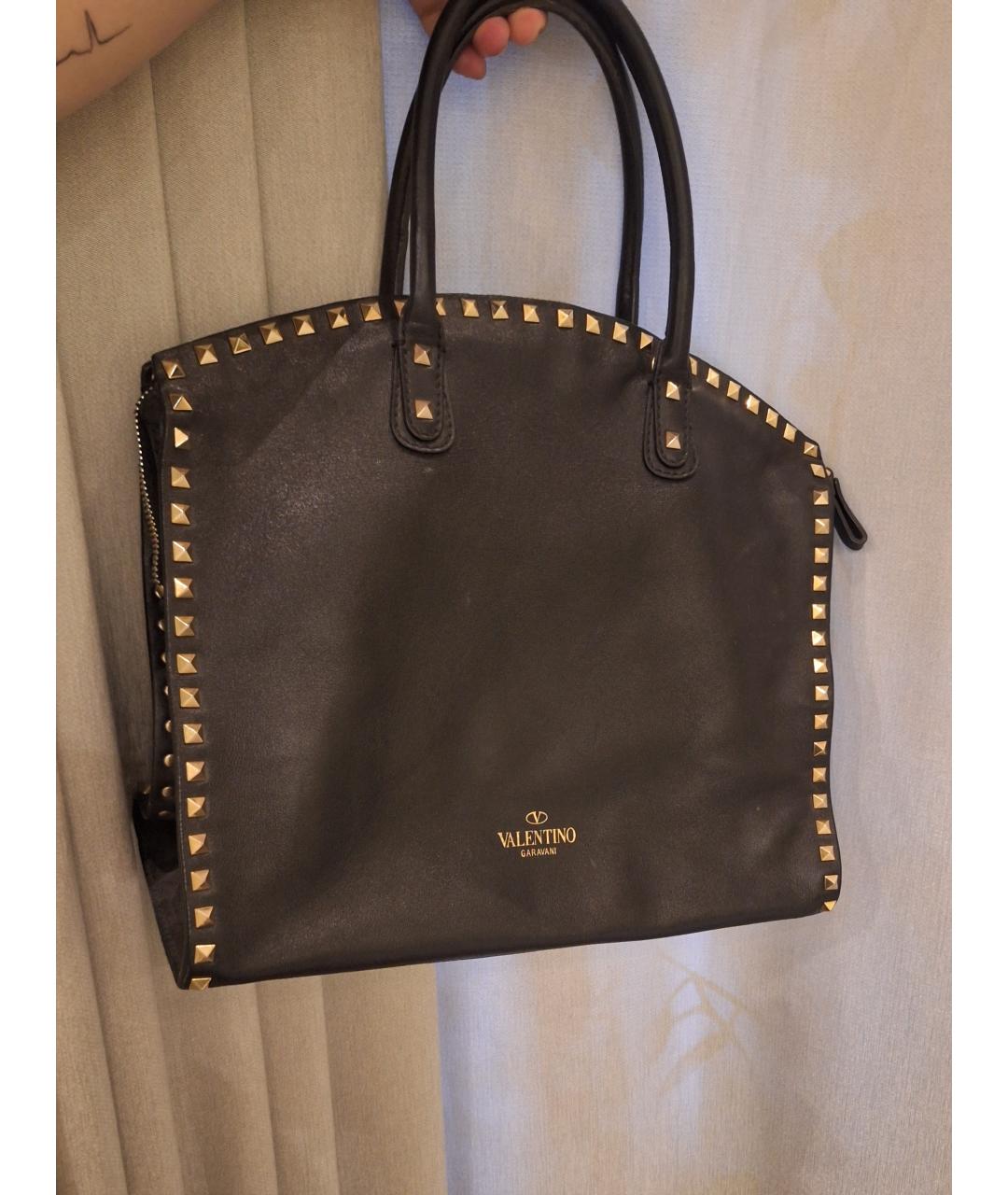 VALENTINO Черная кожаная сумка с короткими ручками, фото 3