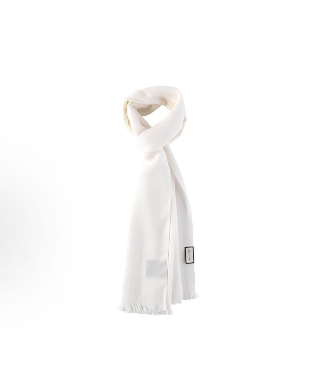 GUCCI Белый шерстяной шарф, фото 2