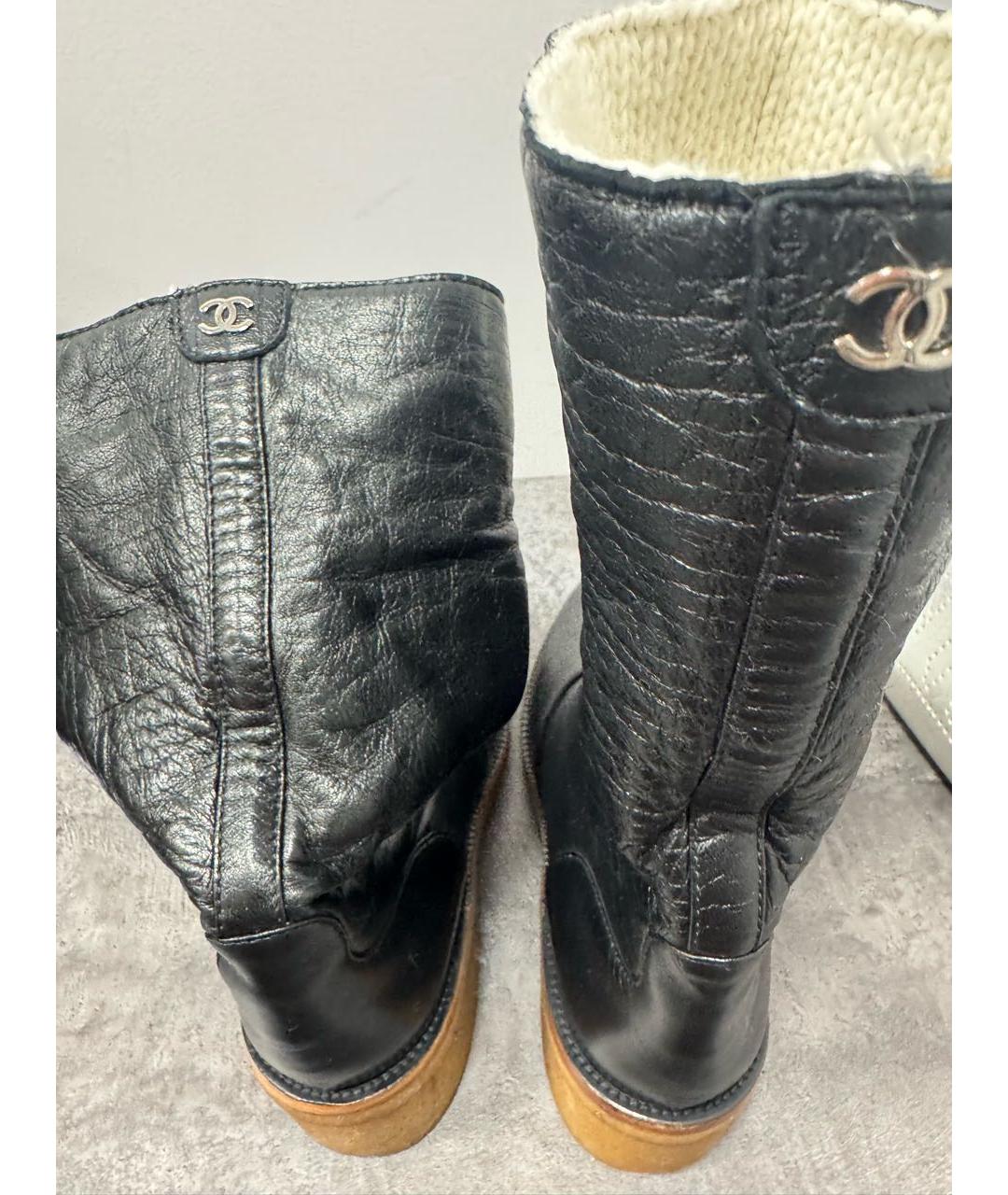 CHANEL Черные кожаные полусапоги, фото 7
