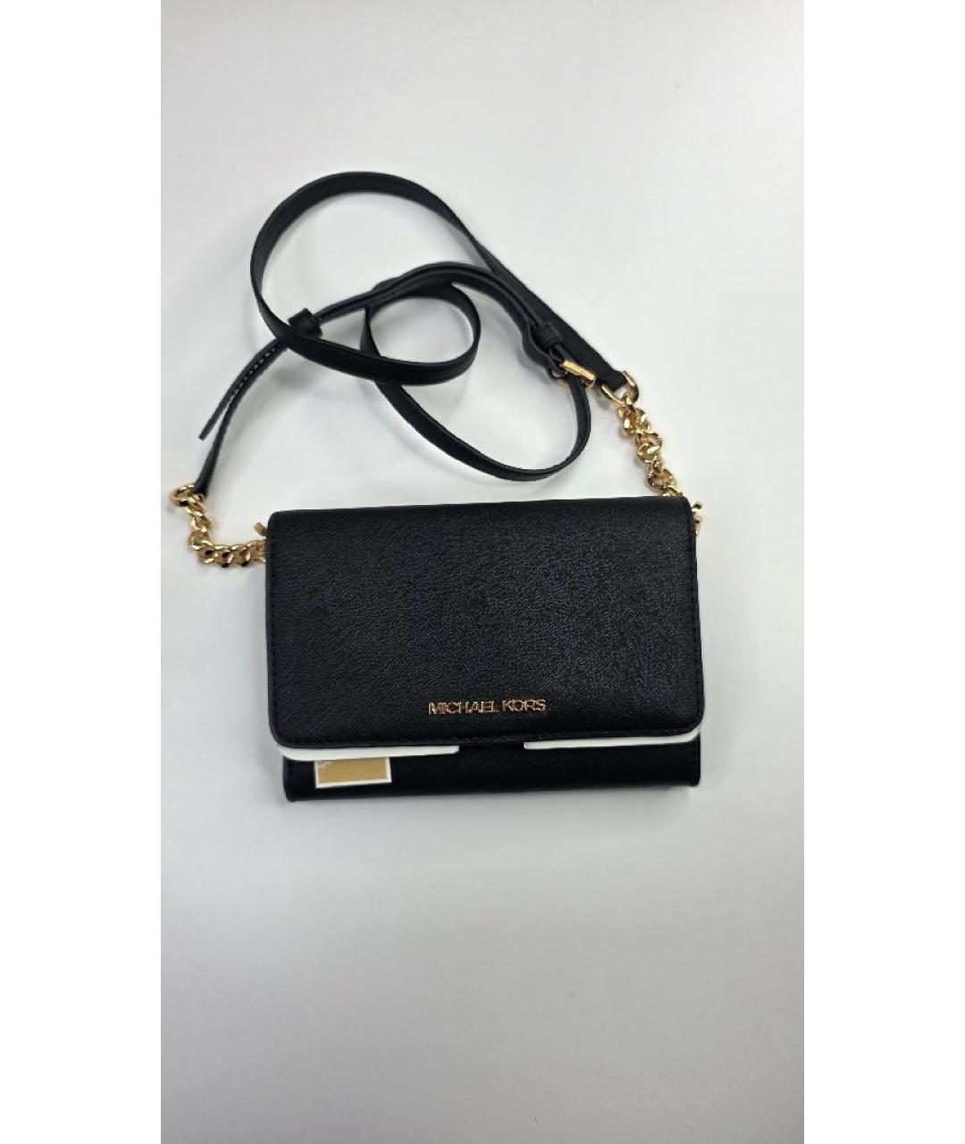 MICHAEL KORS Черная кожаная сумка через плечо, фото 6