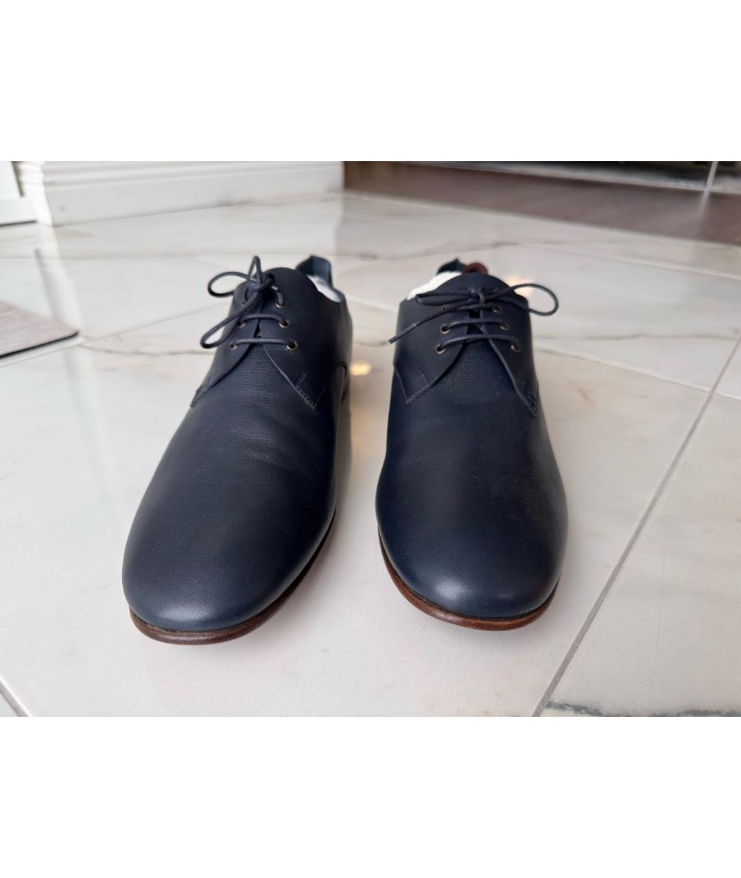 HERMES Темно-синие кожаные туфли, фото 2