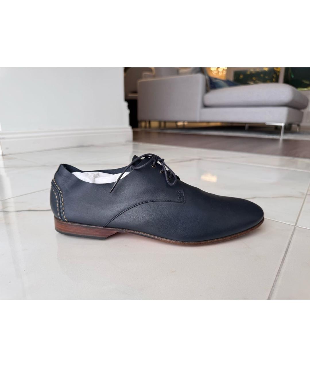 HERMES Темно-синие кожаные туфли, фото 1