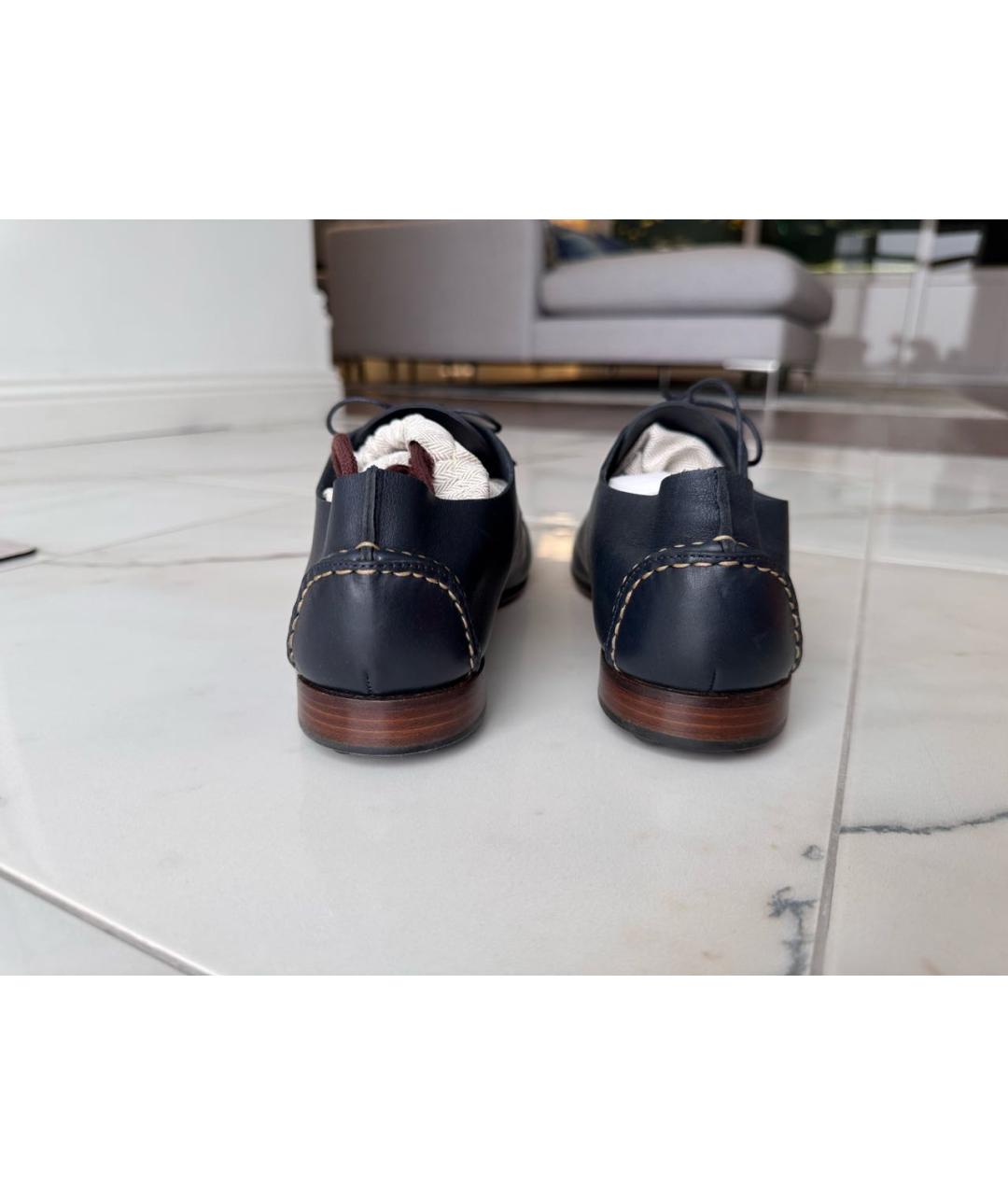 HERMES Темно-синие кожаные туфли, фото 3