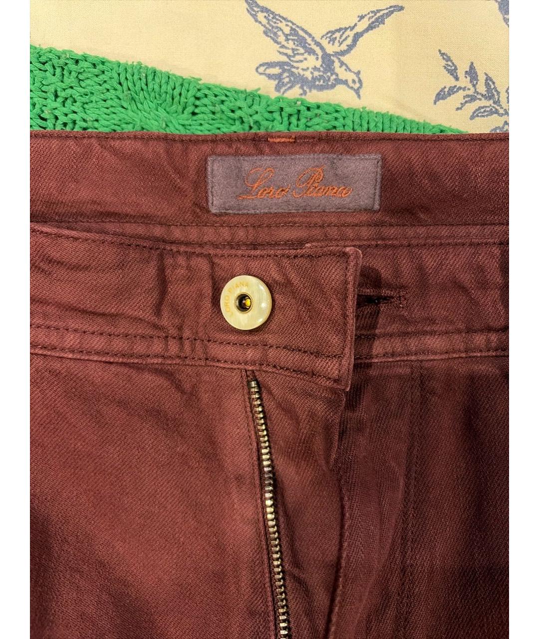 LORO PIANA Бордовые хлопко-эластановые прямые джинсы, фото 5