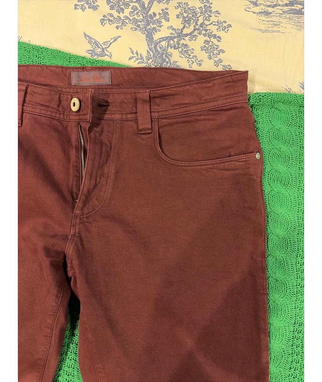 LORO PIANA Бордовые хлопко-эластановые прямые джинсы, фото 4