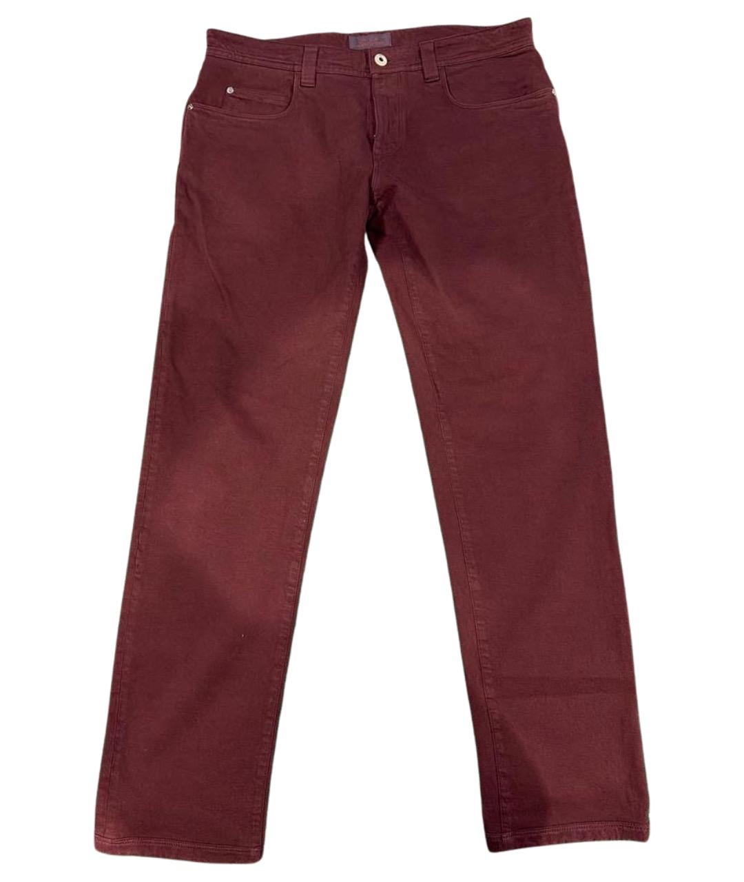 LORO PIANA Бордовые хлопко-эластановые прямые джинсы, фото 1