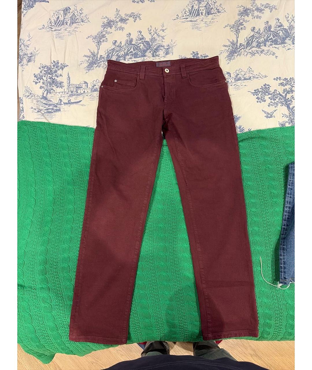 LORO PIANA Бордовые хлопко-эластановые прямые джинсы, фото 7