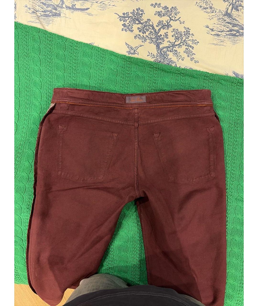 LORO PIANA Бордовые хлопко-эластановые прямые джинсы, фото 3