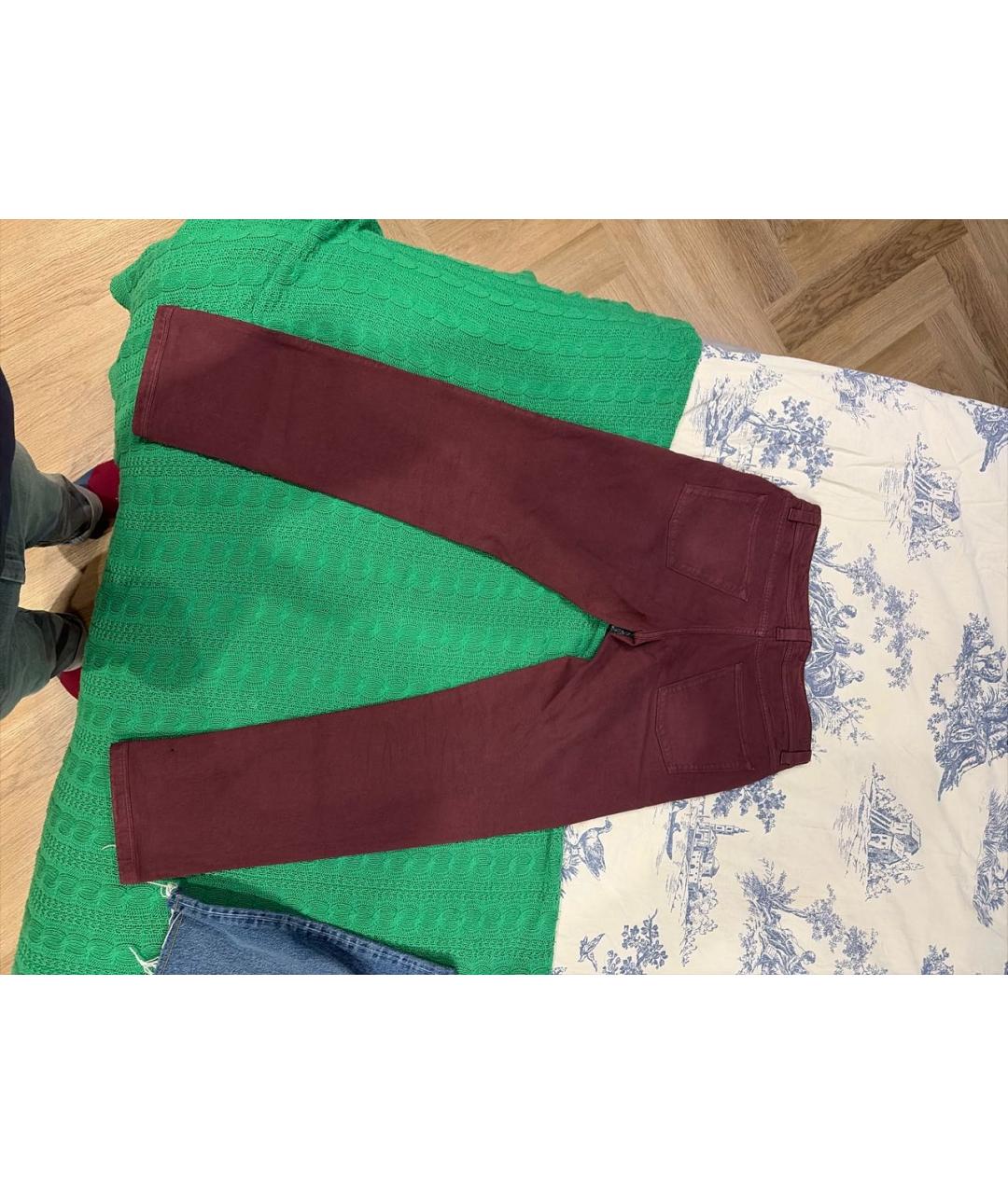 LORO PIANA Бордовые хлопко-эластановые прямые джинсы, фото 2