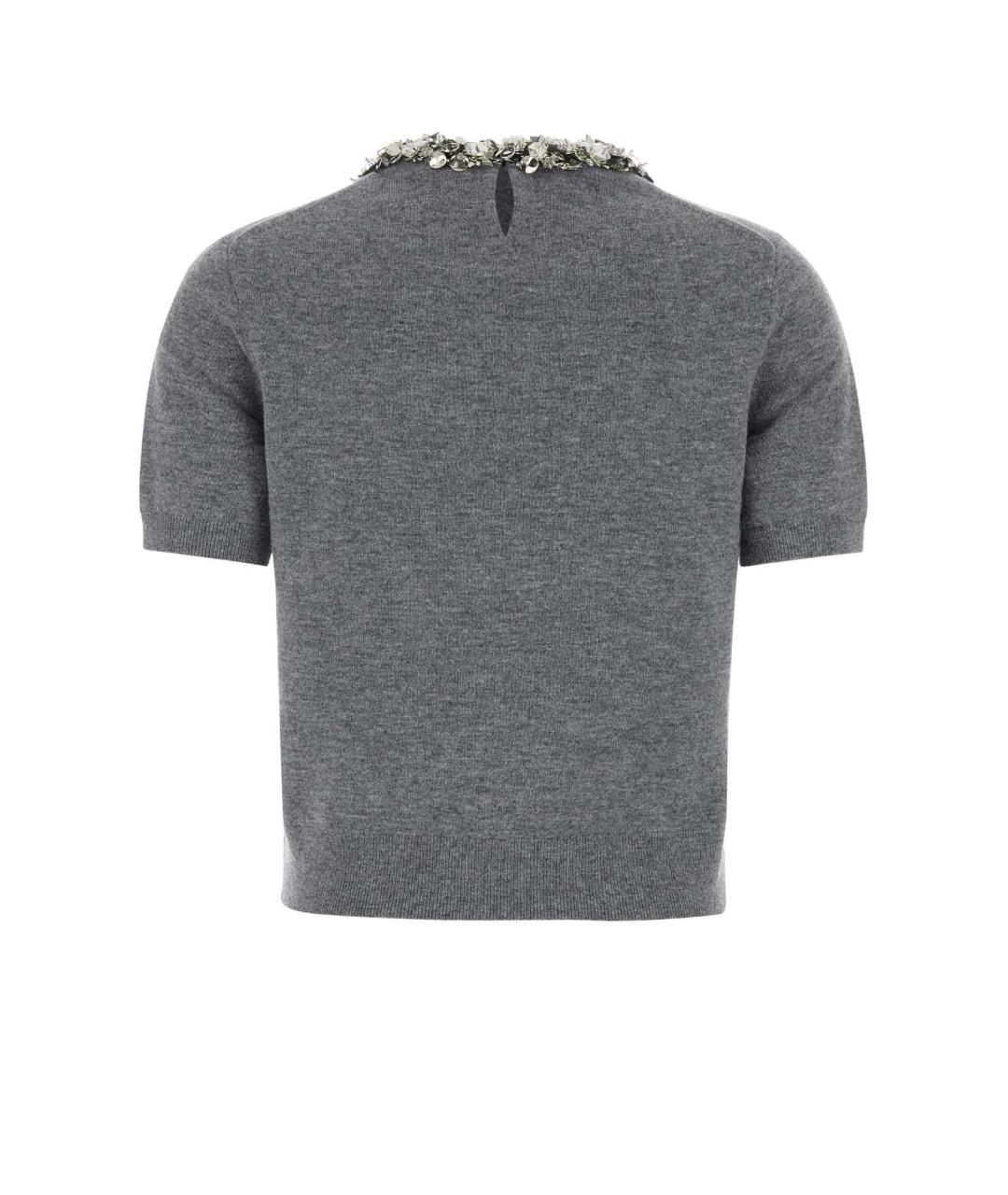 TORY BURCH Серая кашемировая футболка, фото 2