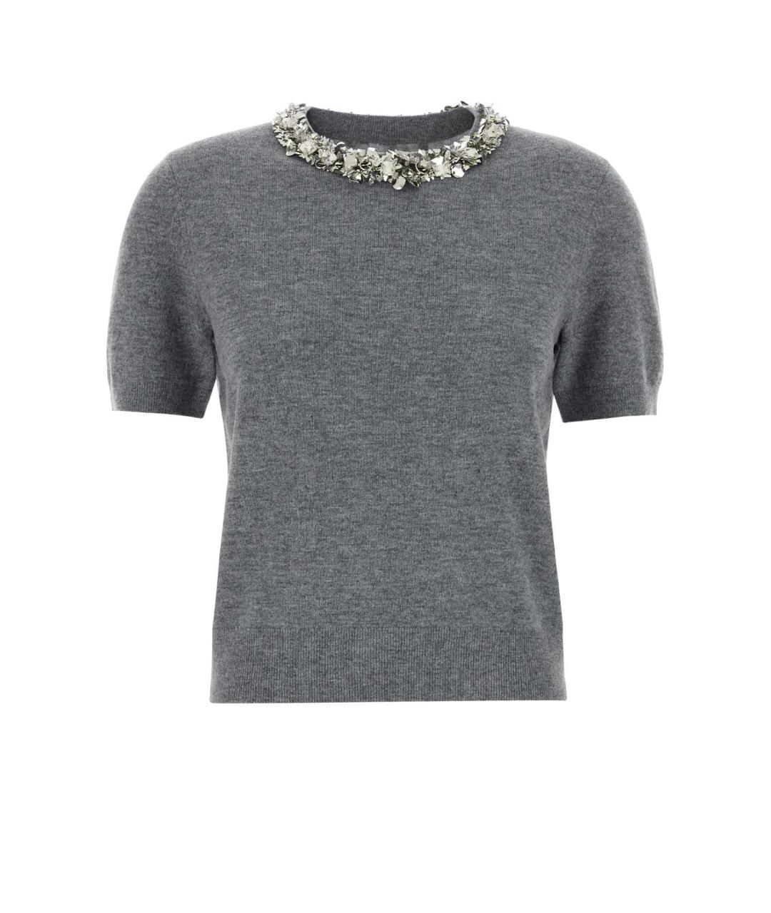 TORY BURCH Серая кашемировая футболка, фото 1