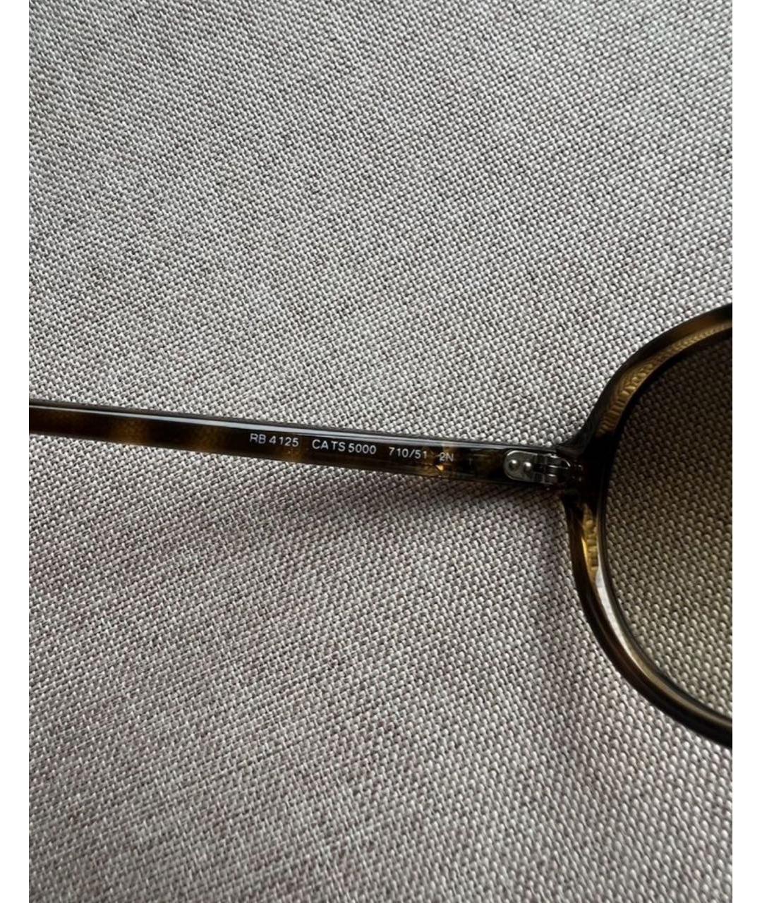 RAY BAN Коричневые пластиковые солнцезащитные очки, фото 7