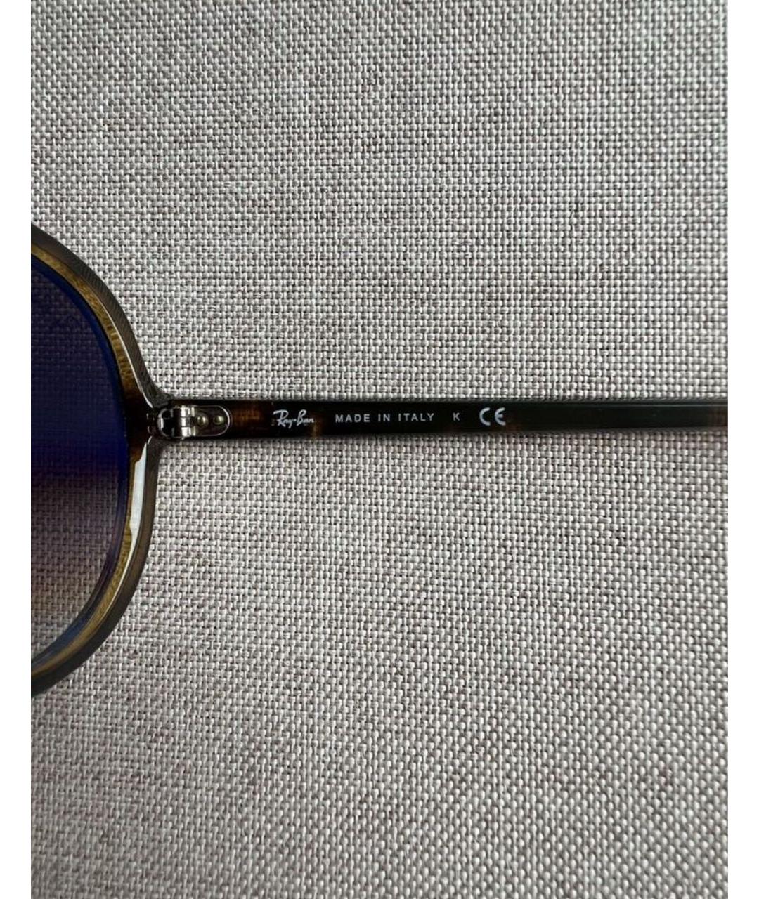 RAY BAN Коричневые пластиковые солнцезащитные очки, фото 8