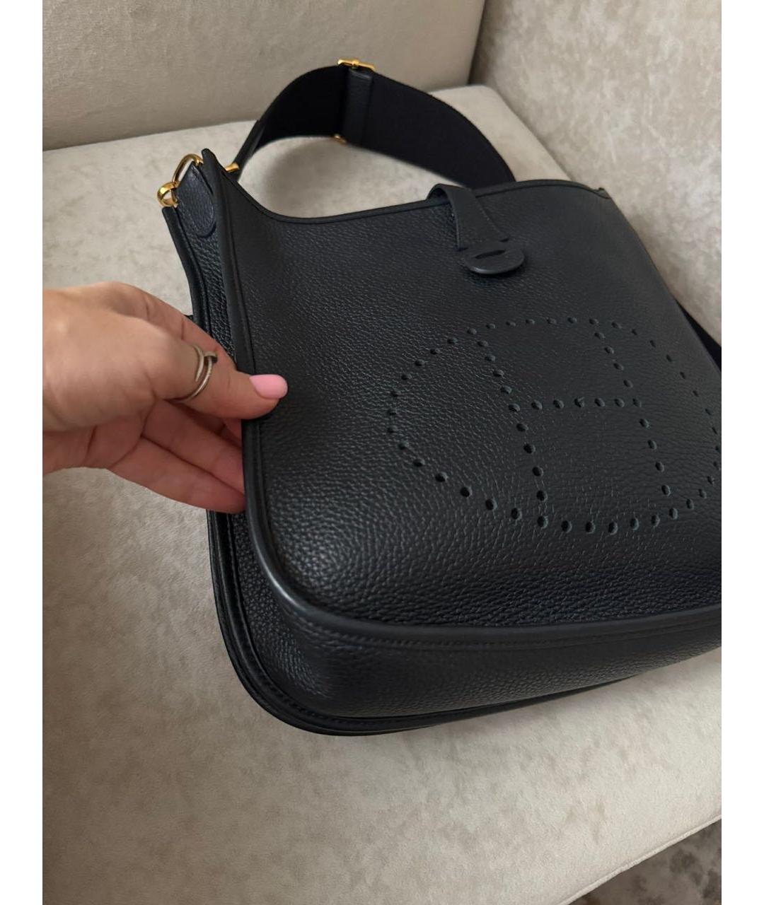 HERMES Черная кожаная сумка через плечо, фото 4