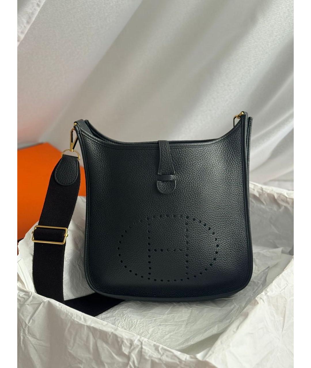 HERMES Черная кожаная сумка через плечо, фото 6