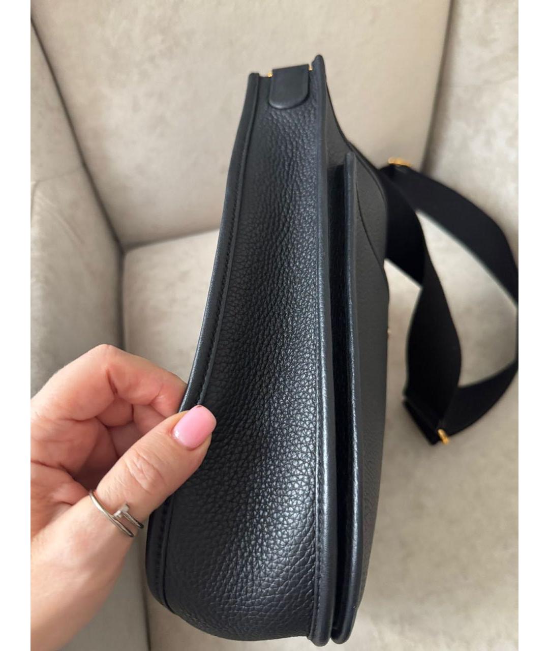 HERMES Черная кожаная сумка через плечо, фото 3