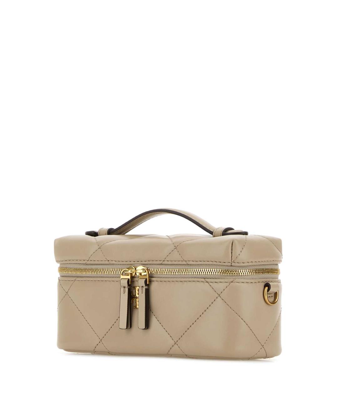 TORY BURCH Бежевая кожаная сумка с короткими ручками, фото 2