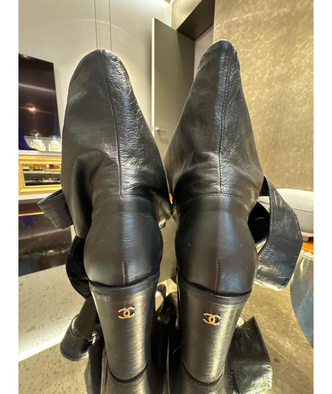 CHANEL Черные кожаные ботильоны, фото 4