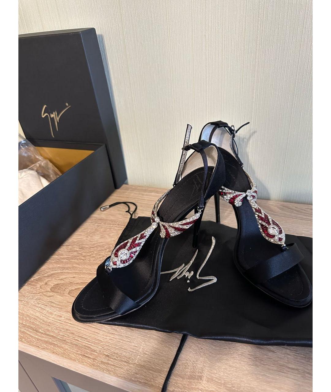 GIUSEPPE ZANOTTI DESIGN Черные текстильные босоножки, фото 2