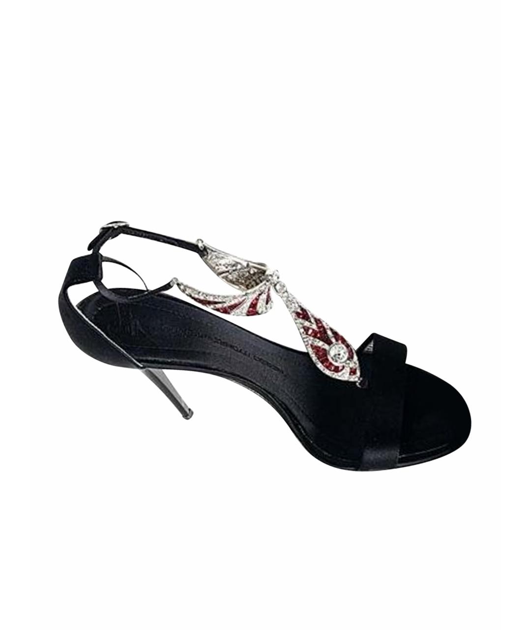 GIUSEPPE ZANOTTI DESIGN Черные текстильные босоножки, фото 1