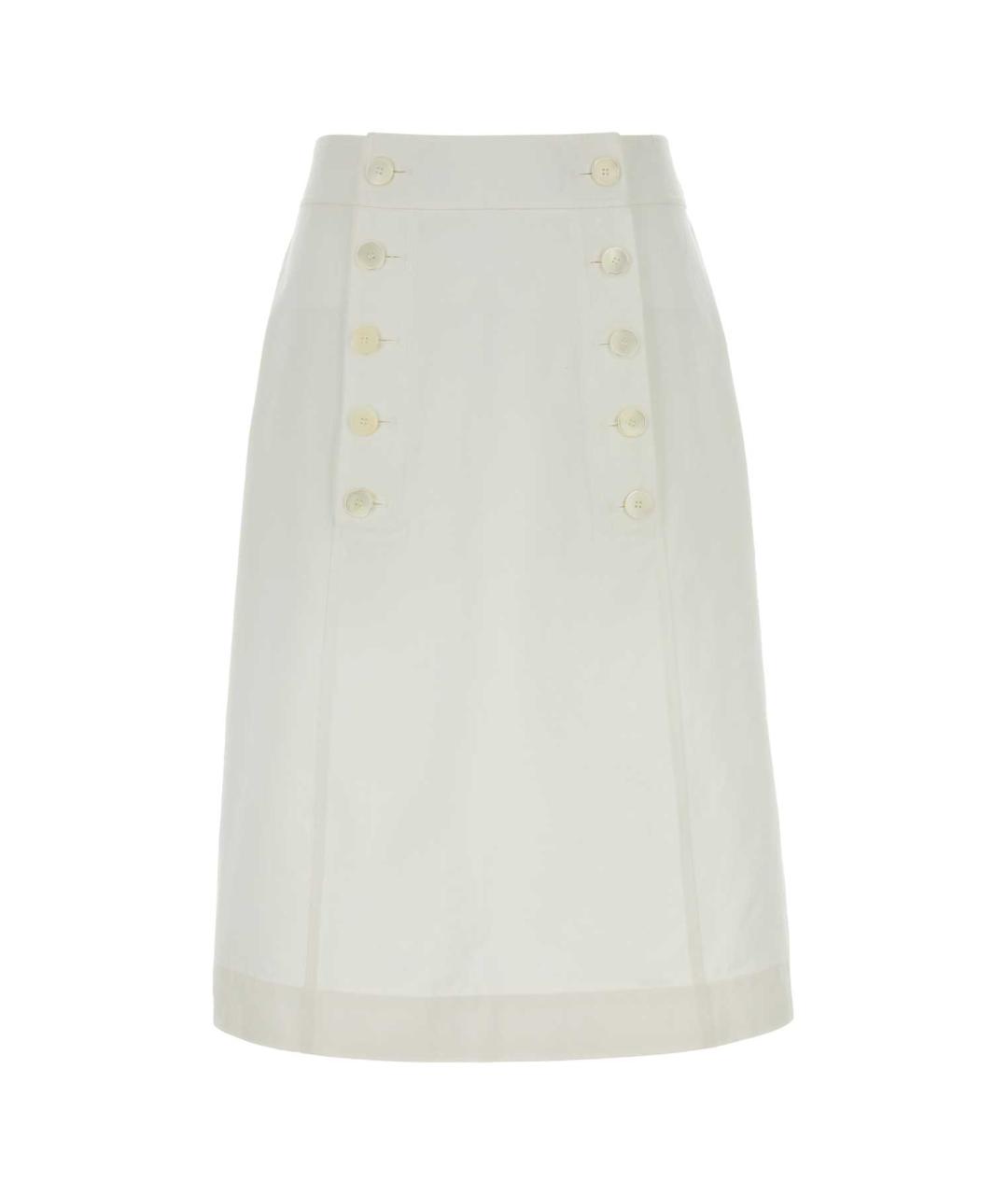 PRADA Белая хлопковая юбка миди, фото 1