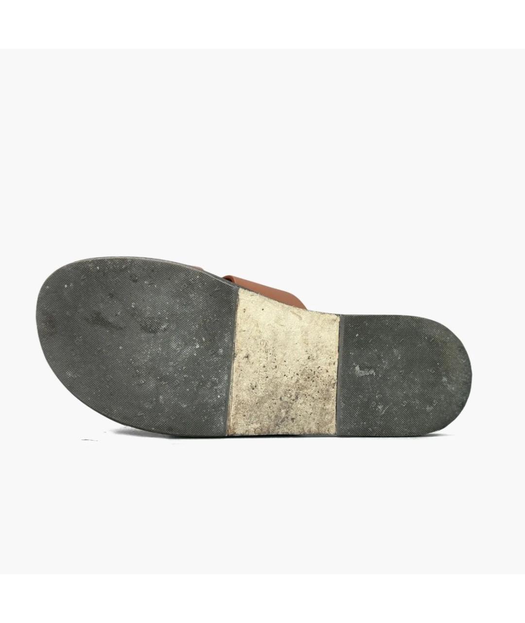 HERMES Коричневые кожаные сандалии, фото 8