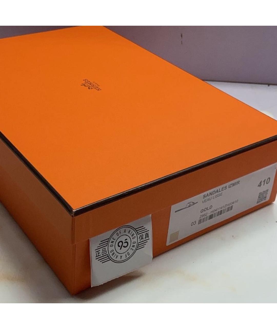 HERMES Коричневые кожаные сандалии, фото 4