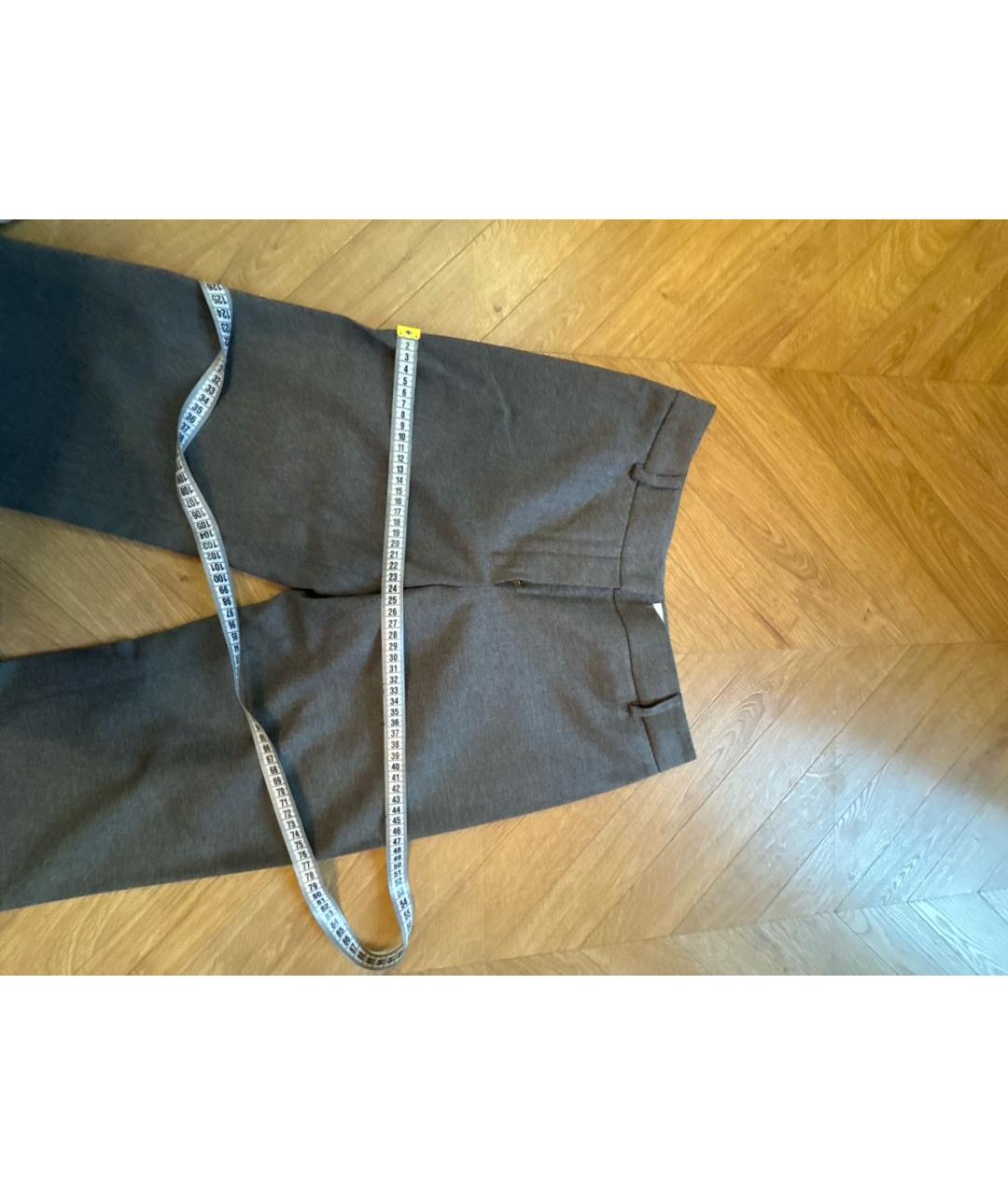 SAINT LAURENT Серые шерстяные прямые брюки, фото 5