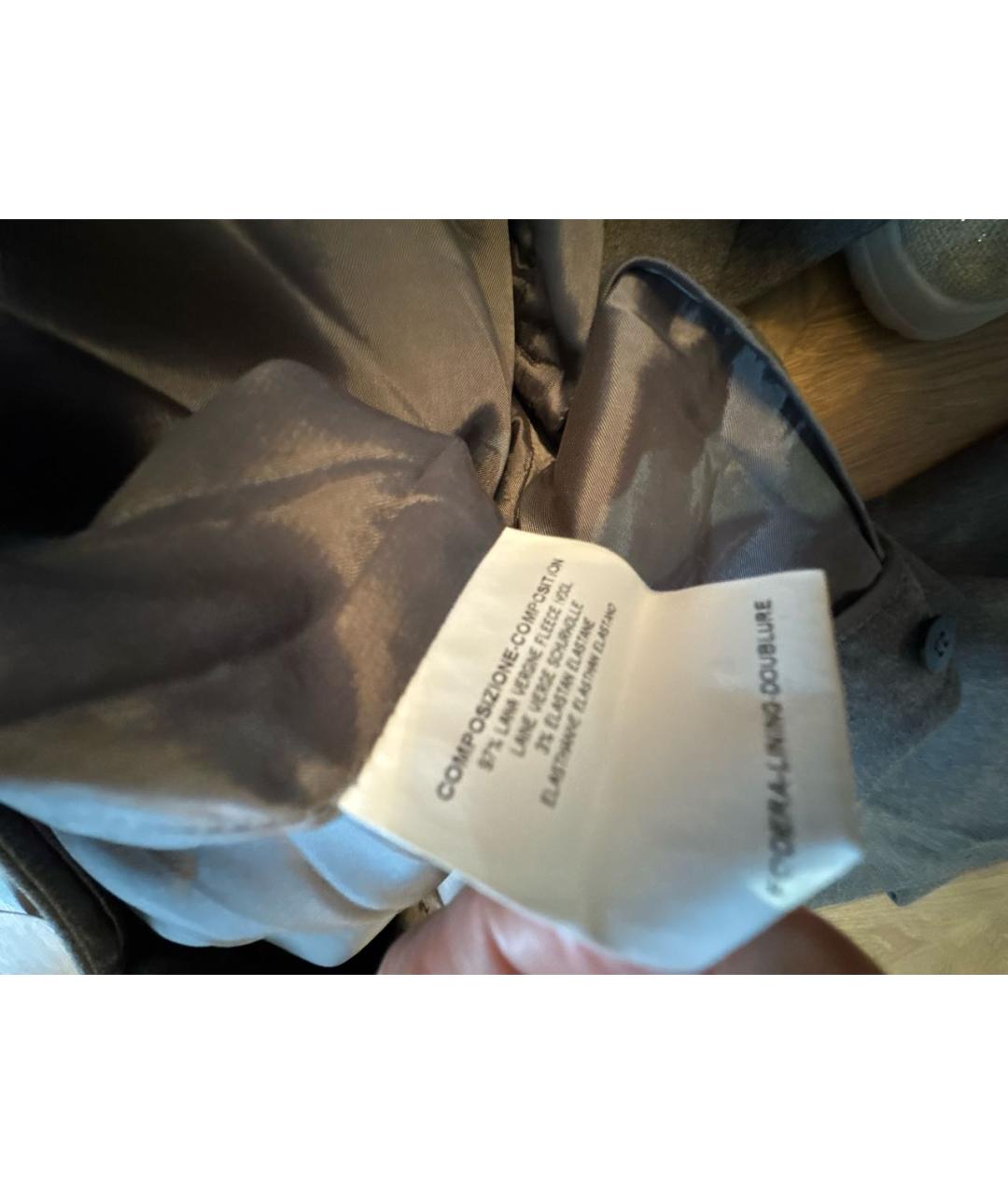 SAINT LAURENT Серые шерстяные прямые брюки, фото 4