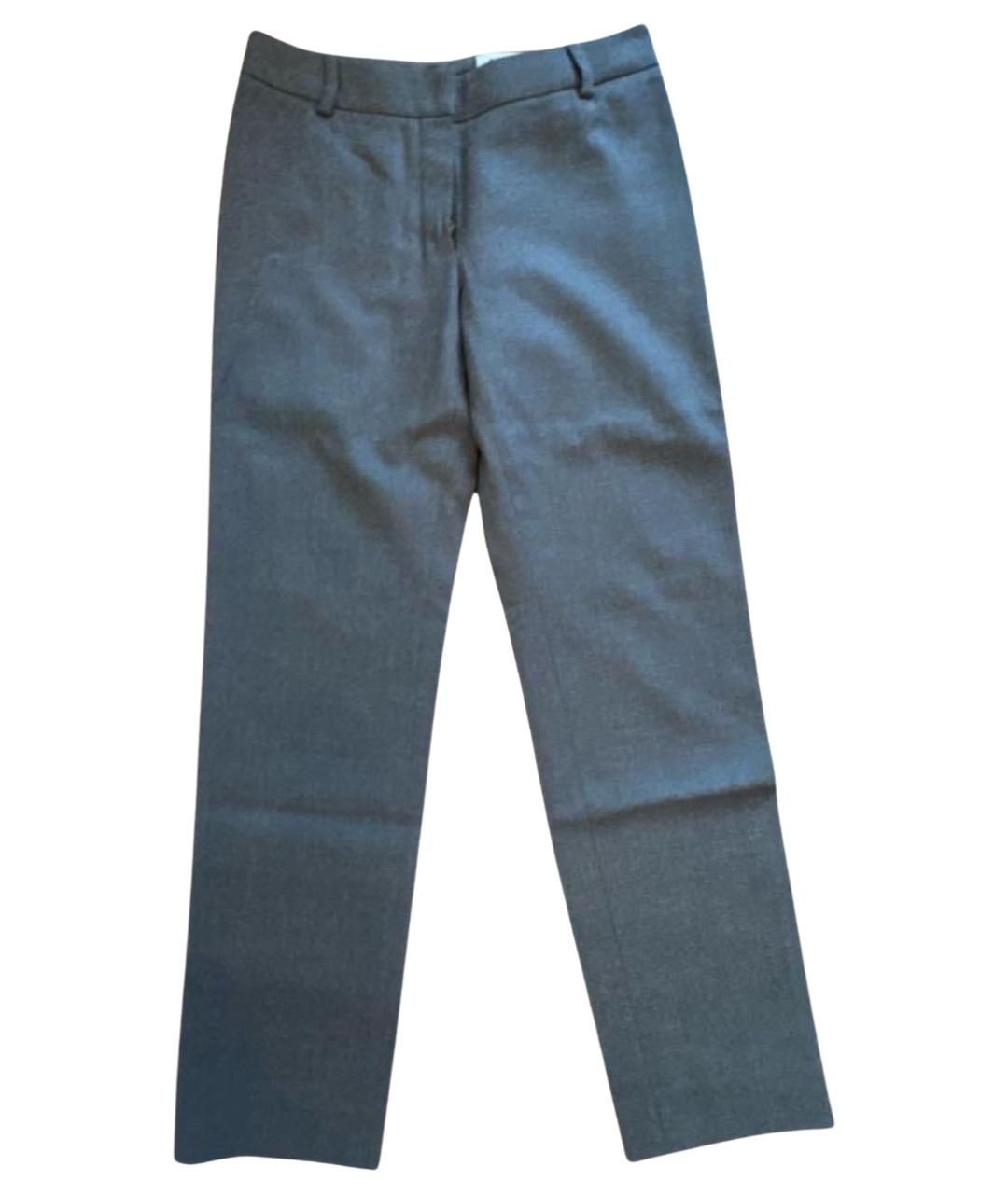 SAINT LAURENT Серые шерстяные прямые брюки, фото 1