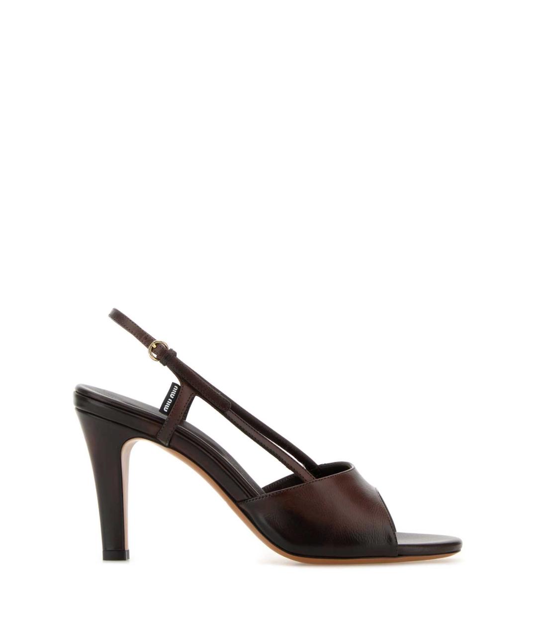 MIU MIU Коричневые кожаные босоножки, фото 1