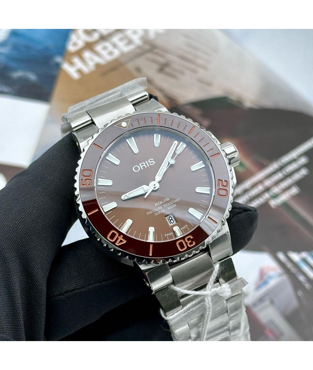 ON Серебряные стальные часы, фото 4