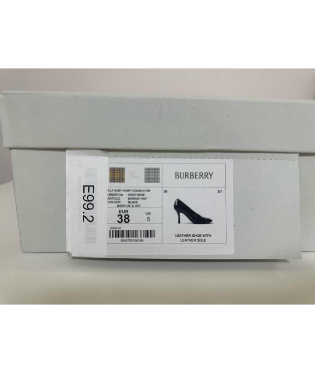 BURBERRY Черные кожаные туфли, фото 6