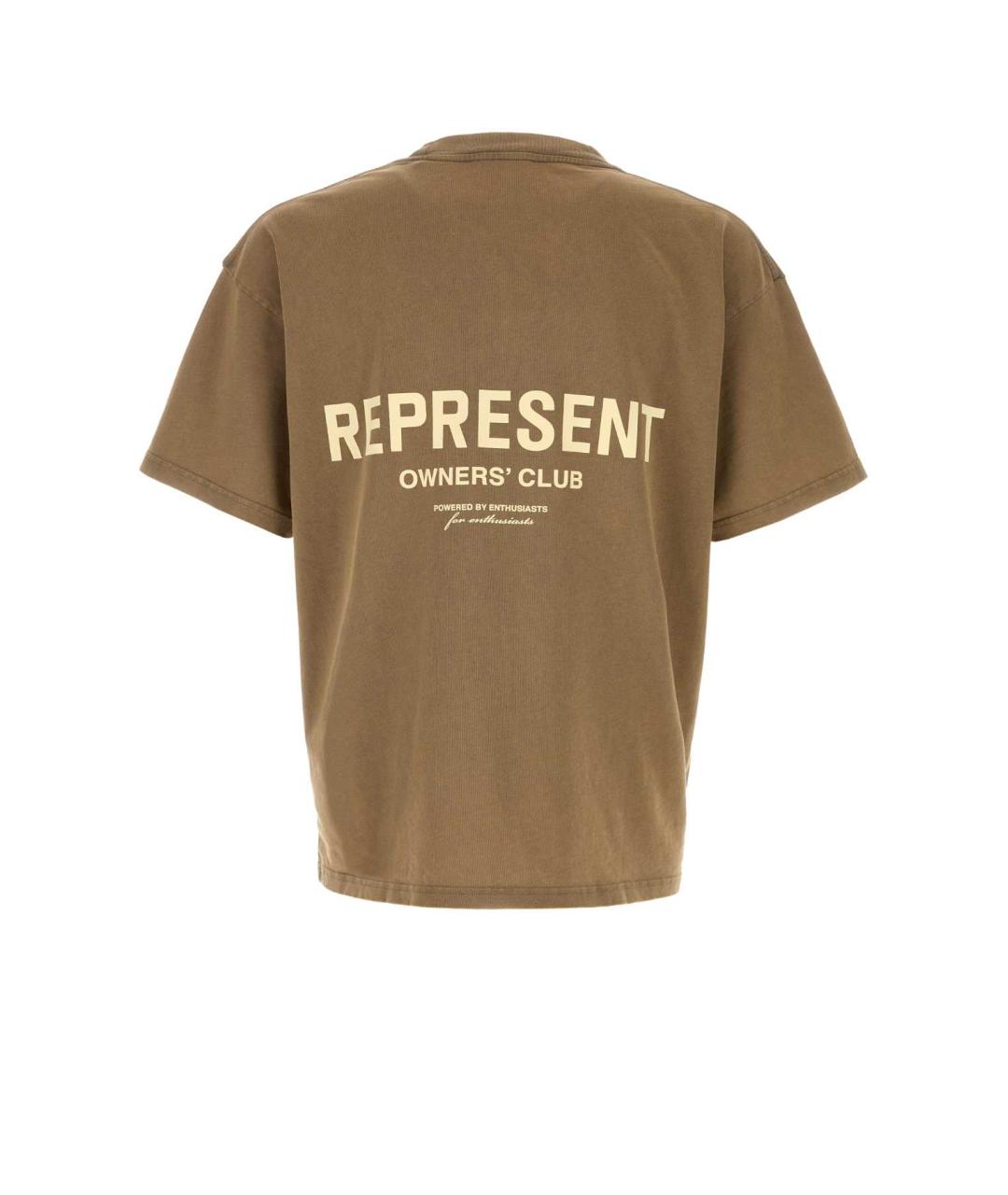 REPRESENT Коричневая хлопковая футболка, фото 2