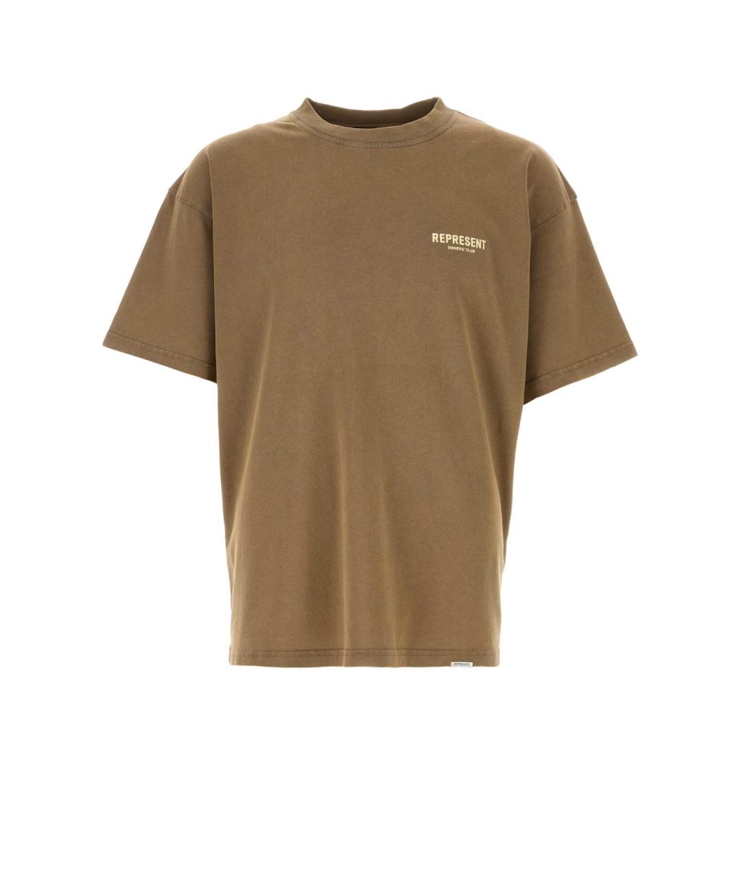 REPRESENT Коричневая хлопковая футболка, фото 1