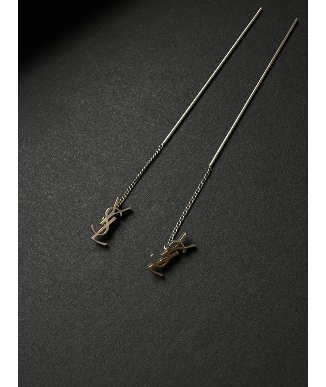 SAINT LAURENT Серебряные серьги из белого золота, фото 2