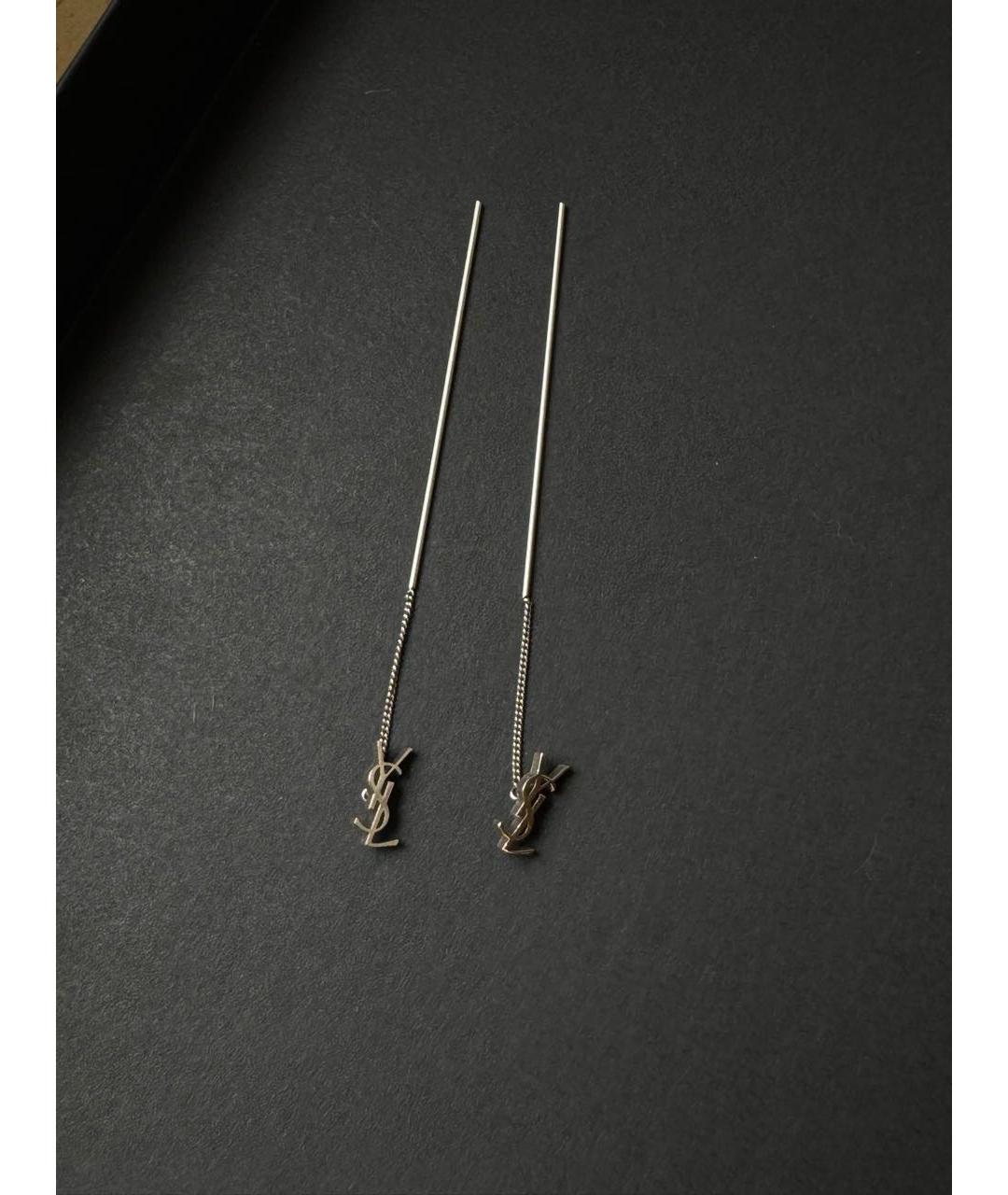 SAINT LAURENT Серебряные серьги из белого золота, фото 4